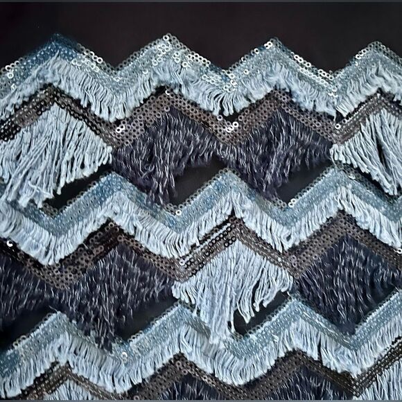 Maeve x Anthropologie Fringe Botton Dress Navy Blue Size 0 Gently Used MSRP $110 - Picture 4 of 4